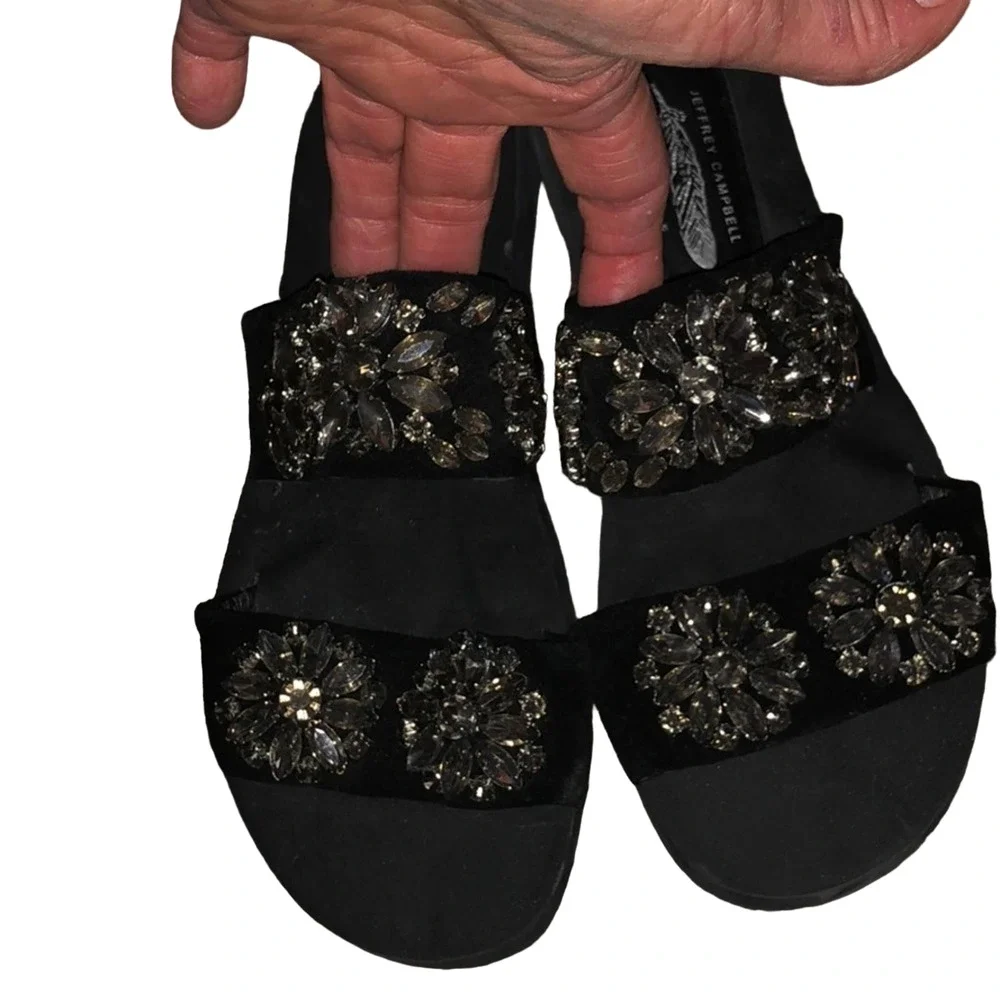 Jeffrey Campbell Free People Crystal Embellished Slides Sandals Sz 8.5 - Picture 4 of 10